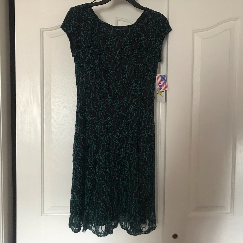 Jody teal and black midi dress